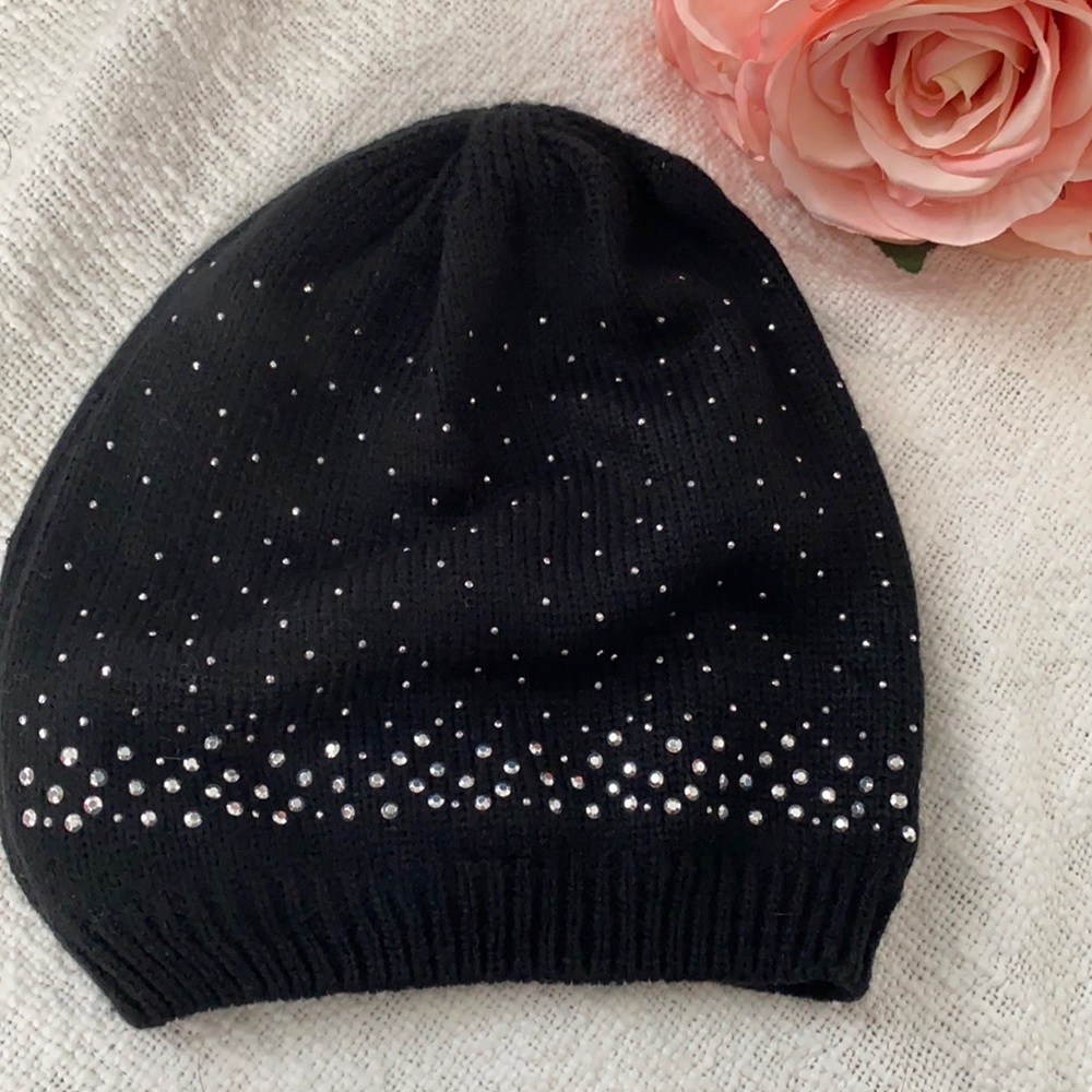 Black rhinestone beanie
